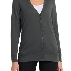 Port authority gray v neck button up‎ lightweight cardigan sweater L women’s